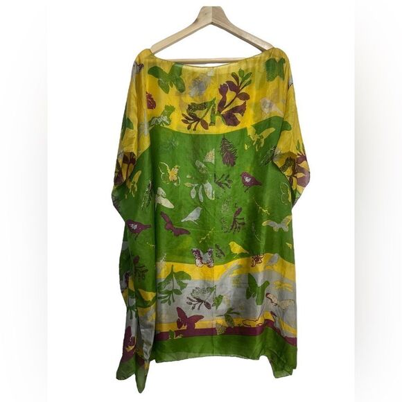 5 for $25🔥100 % Silk Floral Nature Print Khaftan Tunic One Size - Picture 2 of 6